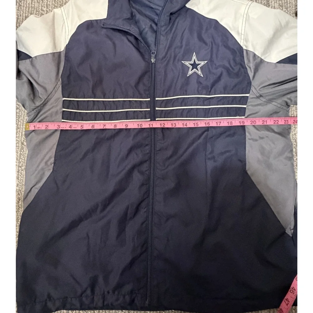 Dallas Cowboys Reebok Windbreaker Jacket Men’s Large Navy Gray NFL Full Zip